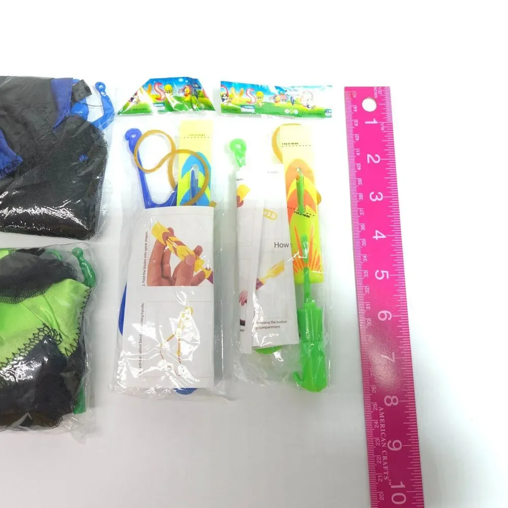 Parachute Toys Slingshot Flying Toy Bulk Lot Blue Green Party Favors